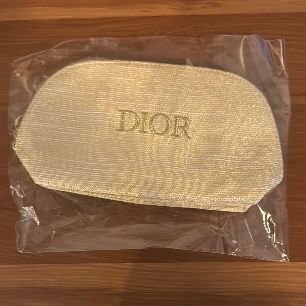 Dior Gold Cosmetic Bag Elegant Design